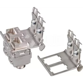 Support pour rail DIN Wirewin pour 2 jacks Keystone, système Keystone métallique (WKS DIN RAIL HOLDER 2)