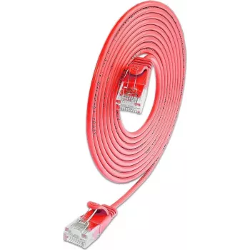 Câble patch Ethernet slim Wirewin Cat.6A U/UTP, 10 Gbit/s, rouge, 1 m SLIM-L-UU-K6A 1.0 RD
