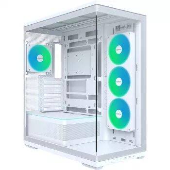 Boîtier PC MONTECH TG3, verre trempé x2, blanc