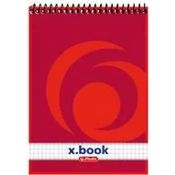 Carnet à spirale herlitz x.book A5 petits carreaux rouge - 50 feuilles 110536