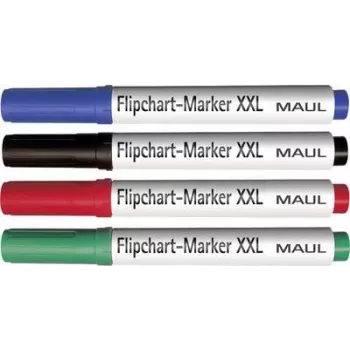 Ensemble de marqueurs pour paperboard MAUL, pointe biseau 3,0-6,5 mm, 4 couleurs assorties