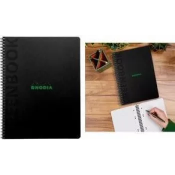 Carnet de collège Rhodia Greenbook A5+ petits carreaux noir 119924C