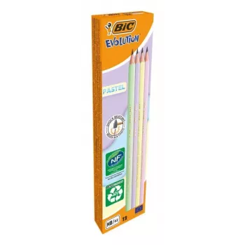 BIC Evolution PASTEL Crayons graphite HB 2 mm couleurs pastel assorties pack de 12 518307