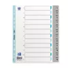Oxford A4 Plastic Index Dividers, 12-Part, Numbered 1-12, Grey, PP 0.12 mm, Euro-Punched 400033989
