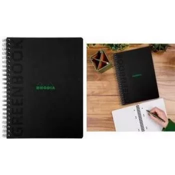Bloc-notes Rhodia Greenbook College A4+ quadrillé noir 119922C