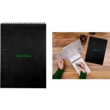 Carnet à spirale RHODIA GreenPad A4+ ligné noir 90g/m² 80 feuilles 119927C