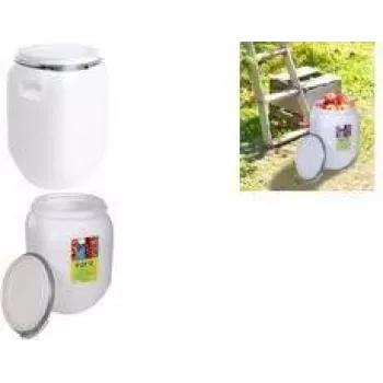 Fût de stockage EDA 50 L en plastique blanc avec couvercle 010559 NA