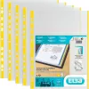 Pochettes de document ELBA DIN A4 à bord coloré, PP, jaune, 0,09 mm, cristal, ouverture en haut, perforation Euro, lot de 100 (971619-08)
