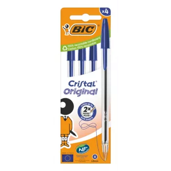 Stylo-bille BIC Cristal Original bleu, 0,32 mm, lot de 4 516332