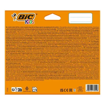 Feutres BIC KIDS Comfort Jumbo, couleurs assorties, lot de 12, pointe 1,4 mm, lavables 517250