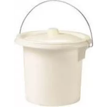 Seau hygiénique EDA avec anse métallique, 5,5 litres, crème, plastique robuste, diamètre 250 mm, hauteur 200 mm (019492 BE.CR SX)