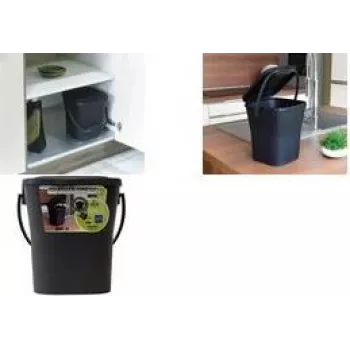 Bac à compost EDA KOMPOST 6L anthracite avec couvercle et poignée, plastique recyclé 013119 R G.ANT