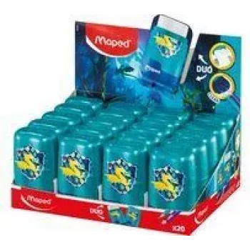 Ensemble gomme et taille-crayon Maped DRAGON, double trou, présentoir de 20 pièces 049226
