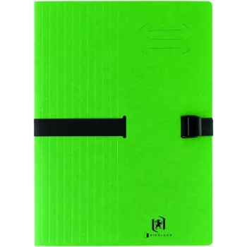 Chemise à sangle ELBA CLIP'N GO DIN A4 verte en carton extensible avec fermeture textile 100201316