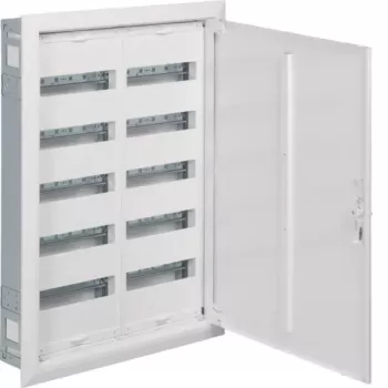 Coffret de distribution encastré HAGER FWU52S, 120 PLE, 5 rangées, IP30, classe II, blanc