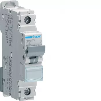 Disjoncteur miniature (MCB) Hager NBN113 1 pôle 13A courbe B 10kA, 1 module