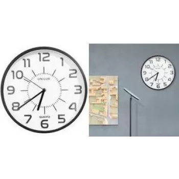 Horloge murale UNILUX POP PL, 305 mm, boîtier noir, cadran noir, quartz silencieux 400190878
