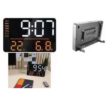 Horloge murale numérique LED multifonction UNILUX NUMI, noire avec télécommande, gradation 10 niveaux, alarme 400202319