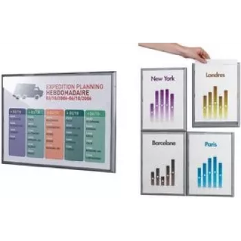 Présentoir d'information mural PAPERFLOW A4 aluminium-gris lot de 4 4066x4.35