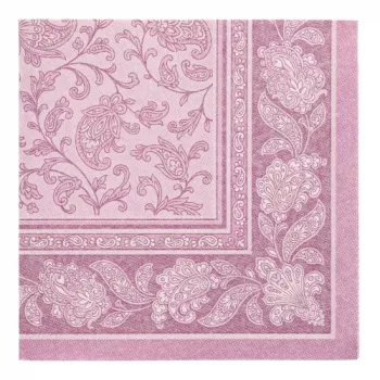 PAPSTAR ROYAL Collection Ornaments serviettes, violettes, 4 plis, 400 x 400 mm, pliage 1/4, 50 pièces 37025