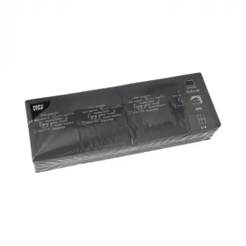 PAPSTAR serviettes à snacks DAILY Collection, noires, pliage 1/4, impression « Enjoy your Meal », 50 pièces 37407