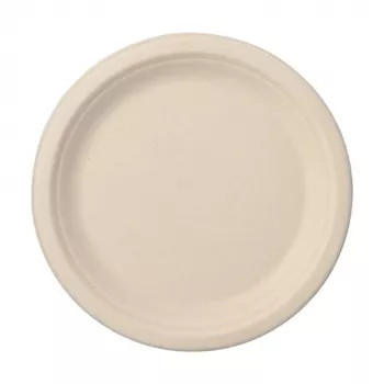 PAPSTAR Pure Sugarcane Plate, Round, 230 mm, 50 pcs, Compostable, Microwave Safe 89866