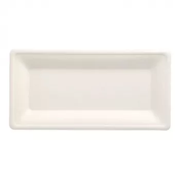 PAPSTAR pure assiette en canne à sucre, rectangulaire, 130 x 260 mm, 50 pièces, compostable, compatible micro-ondes 89746