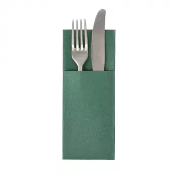Pochette à serviettes PAPSTAR ROYAL Collection, vert foncé, papier premium aspect tissu, prépliée avec poche à couverts, 40 x 40 cm, 50 pièces 37334