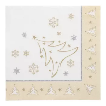 PAPSTAR X-Mas Elegance Gold serviettes motif de Noël, tissue, 4 plis, pliage 1/4, 400 x 400 mm, 1 pièce (87104)