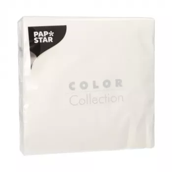 PAPSTAR serviettes de déjeuner, 330 x 330 mm, 1 pli, blanches, pliage 1/4, tissue, gaufrées - 1 paquet (12300)