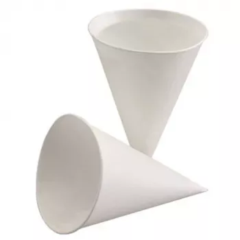 Gobelet cône en papier canne à sucre PAPSTAR 150 ml, blanc, 85 mm de diamètre, 115 mm de hauteur (88619)