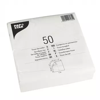 PAPSTAR serviettes de déjeuner, 330 x 330 mm, 2 plis, tissue blanc, pliage 1/4, 250 pièces 17080