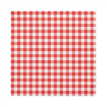 PAPSTAR Vichy Check Red Paper Napkins, 330 x 330 mm, 3-ply, 1/4 Fold, 20 Pieces 82763