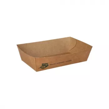 PAPSTAR pure 100% Fair Fries Trays, Medium, 8.5 x 13.5 cm, Fresh-Fibre Cardboard, Brown, 80 Pieces (87243)