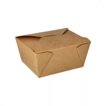PAPSTAR pure Lunch Box 750 ml Brown Cardboard PLA-Coated Disposable Food Container 85687
