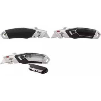 Cutter de sécurité WEDO Profi Plus II, retrait automatique de lame en 3 étapes, argent/noir, 3 profondeurs de coupe, 1 pièce (78 851)