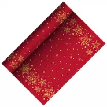 PAPSTAR Christmas Shine Red Airlaid Table Runner, 400 mm x 3 m, on Roll, 1 Piece 88657