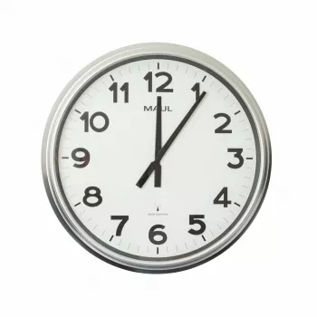 Horloge murale radio-pilotée MAUL MAULride, diamètre 610 mm, cadre en plastique argenté 9056195