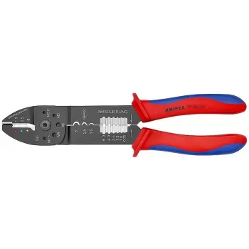 Pince à sertir KNIPEX 97 49 25 pour cosses et connecteurs isolés, sertissage trapézoïdal, 0,5–6,0 mm² (20–10 AWG), noire avec poignées multicomposants