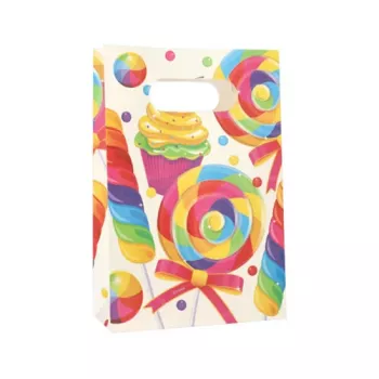PAPSTAR Candies Party Paper Bag with Handle, 140 x 210 x 60 mm, Block Bottom, Side Gusset, 1 Piece (88862)