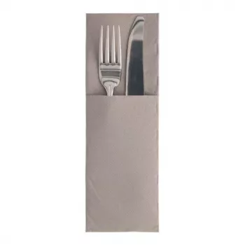 PAPSTAR ROYAL Collection Napkin Pocket, Grey, 40 x 40 cm, 1-Ply Airlaid, Pre-Folded with Cutlery Pocket, 50 Pieces 89417