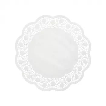 PAPSTAR Round Cake Doily, 360 mm Diameter, White Embossed Lace Paper, 40 g/m², 1 Piece (12265)