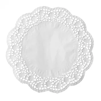 PAPSTAR Round Cake Doily, 320 mm, White Embossed Lace Paper, 40 g/m², 1 Piece (12456)