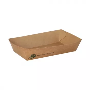 PAPSTAR pure 100% Fair Fries Trays, Large, 10.5 x 17 cm, Fresh-Fibre Cardboard, Brown, 80 Pieces (87244)