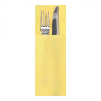 PAPSTAR DAILY Collection Yellow Tissue Napkin with Cutlery Pocket, 2-Ply, 400 x 330 mm (Folded 200 x 85 mm), 50 Pieces 37047