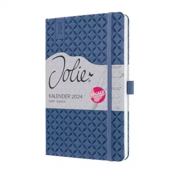Agenda hebdomadaire SIGEL Jolie 2024 A6, similicuir, bleu, 1 semaine sur 2 pages, 174 pages J4100