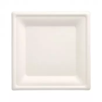 PAPSTAR Pure Sugarcane Plate, Square, 200 x 200 mm, 50 pieces, Compostable, Microwave Safe 89744