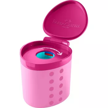 Taille-crayon FABER-CASTELL Grippy, rose avec protection de lame, sécurité enfant, mécanisme à clic - 1 pièce (181795)