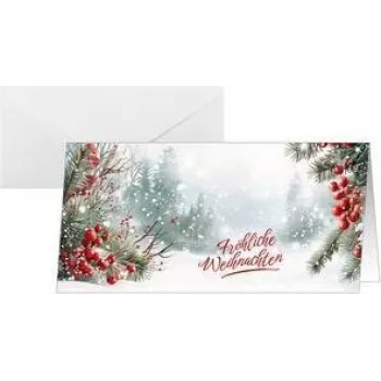 Carte de Noël SIGEL DS645 Scandinavian Snow, DIN long paysage, carton blanc 250 g/m², jet d'encre/laser/photocopieur, 1 pièce