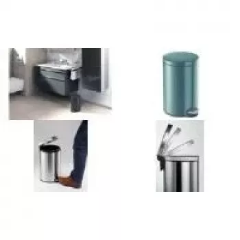 Corbeille à pédale métallique DURABLE 12 L ronde argent 341158